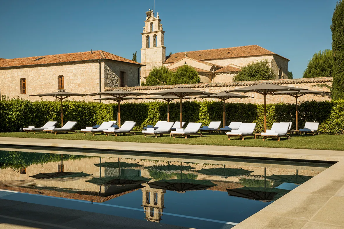 Abadía Retuerta LeDomaine, a restored 12th century abbey hotel surrounded by vineyards in Ribera del Duero, Spain