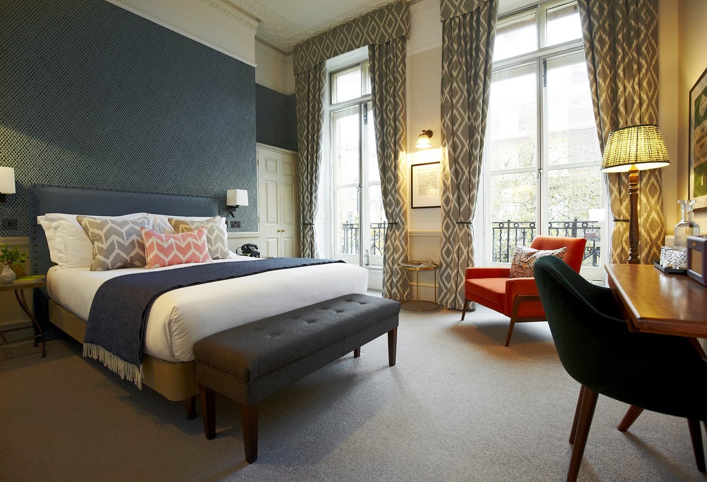 Interior of Lime Tree Hotel London showing a quiet, minimalist room designed for calm and restful stays